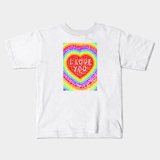 I Love You Rainbow Heart Kids T-Shirt